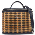 Chanel 2019 Navy Rattan Calfskin Take Away Vanity Case 2way Handbag