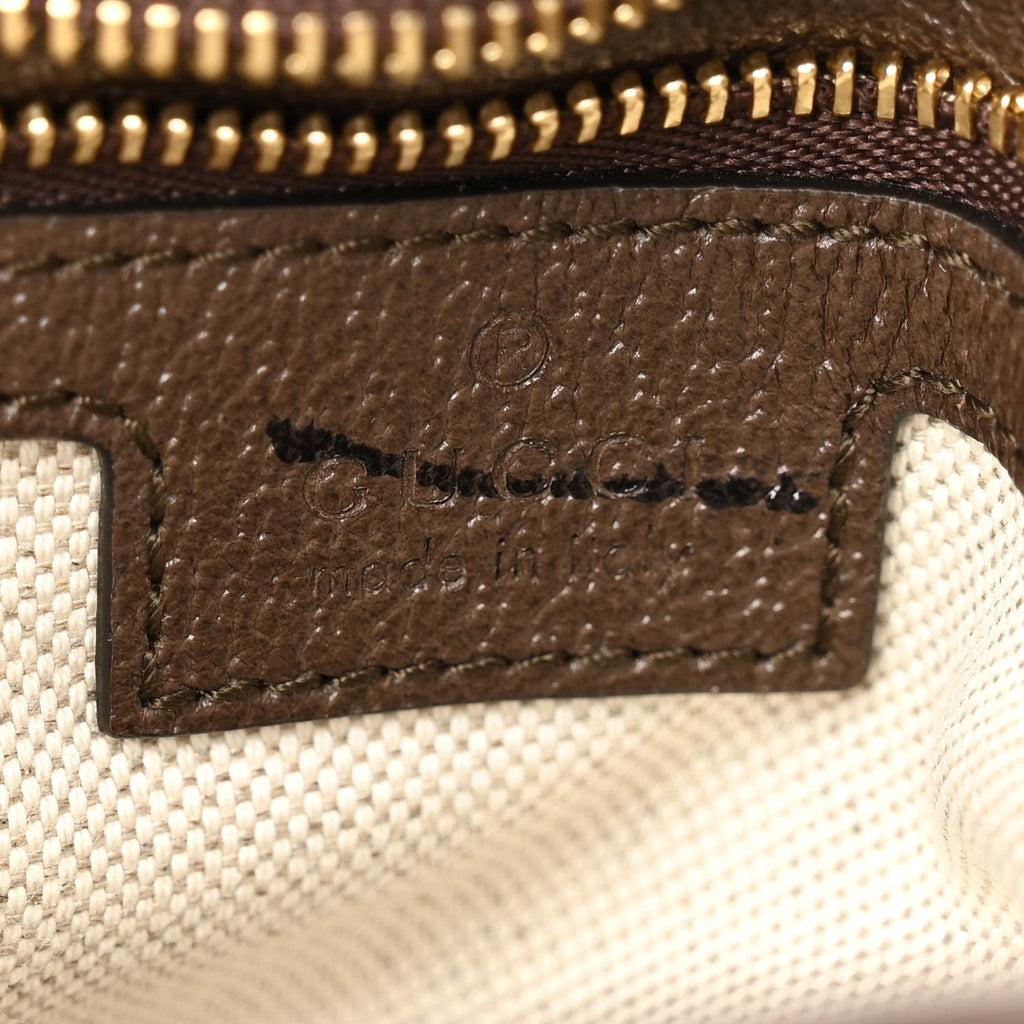 Gucci GG Supreme Monogram Textured Dollar Calfskin Web Medium Blondie Top Handle Shoulder Flap Bag Beige Ebony New Acero