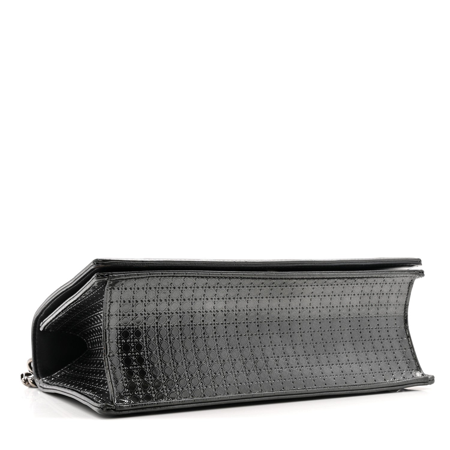 Christian Dior Metallic Patent Micro-Cannage Medium Diorama Flap Bag Onyx Black