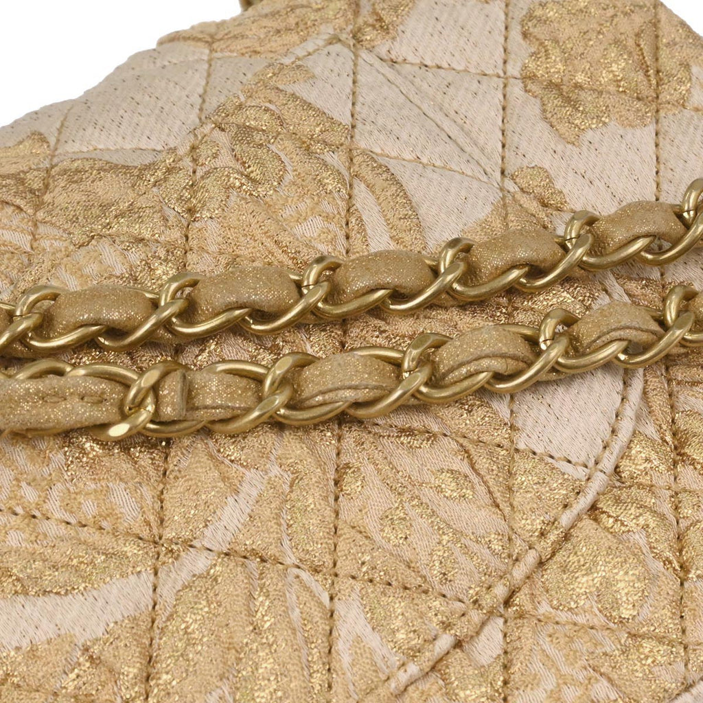 Chanel 2012-2013 Gold Canvas Medium Classic Double Flap Shoulder Bag