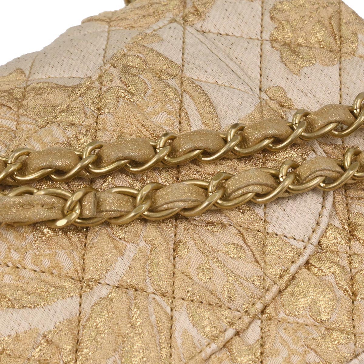 Chanel 2012-2013 Gold Canvas Medium Classic Double Flap Shoulder Bag