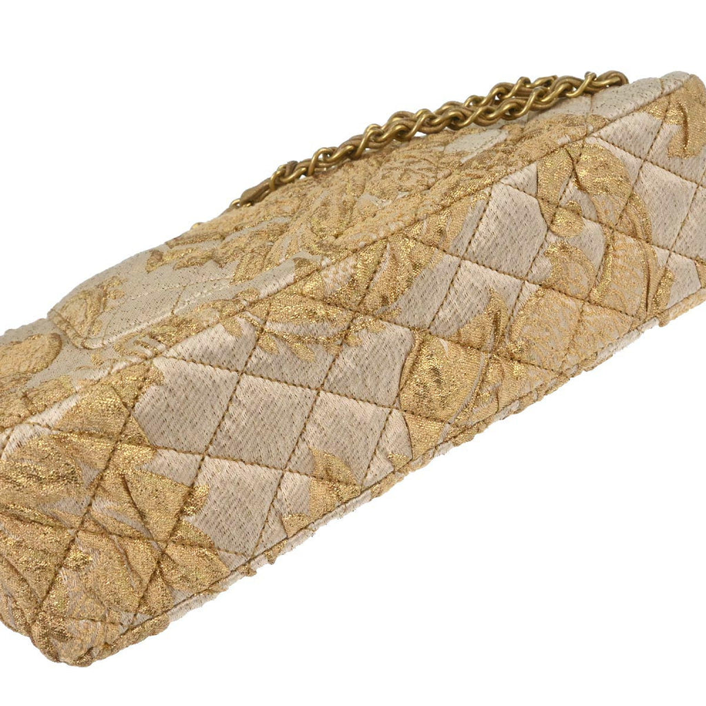 Chanel 2012-2013 Gold Canvas Medium Classic Double Flap Shoulder Bag