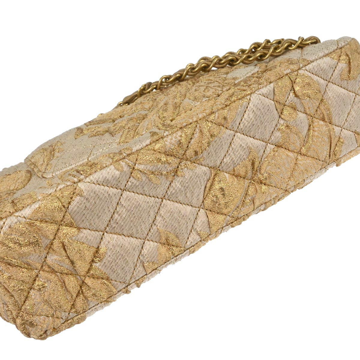 Chanel 2012-2013 Gold Canvas Medium Classic Double Flap Shoulder Bag