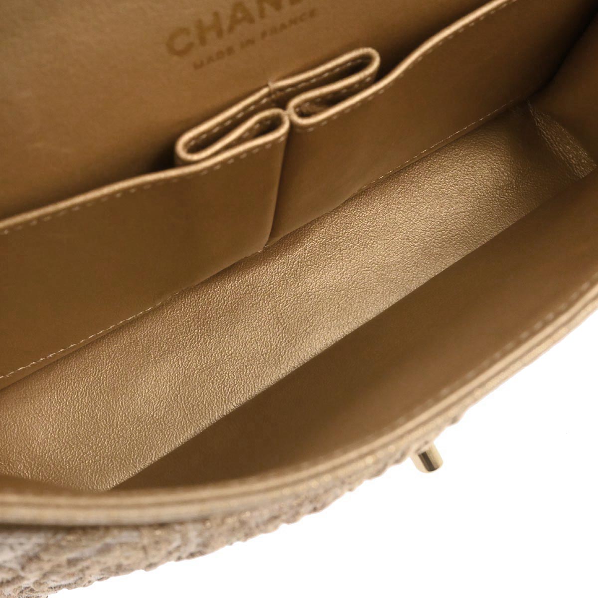 Chanel 2012-2013 Gold Canvas Medium Classic Double Flap Shoulder Bag