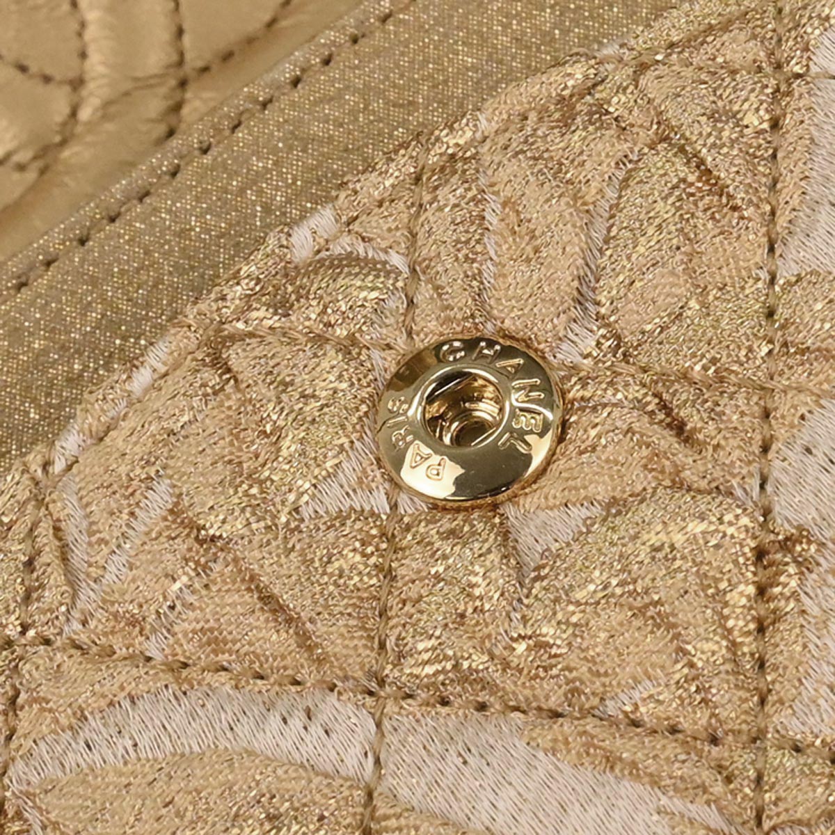 Chanel 2012-2013 Gold Canvas Medium Classic Double Flap Shoulder Bag