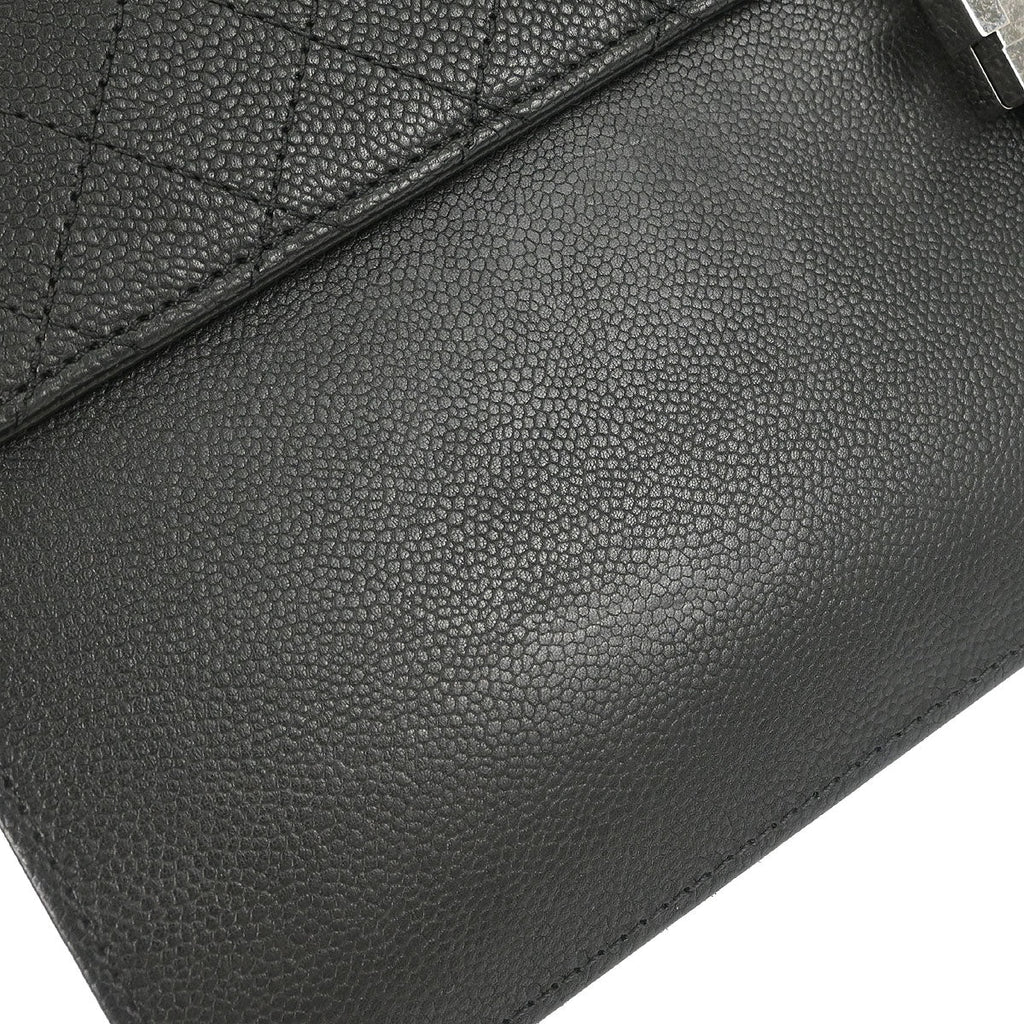 Chanel 2015-2016 Black Caviar Skin Briefcase Business 2way Shoulder Handbag