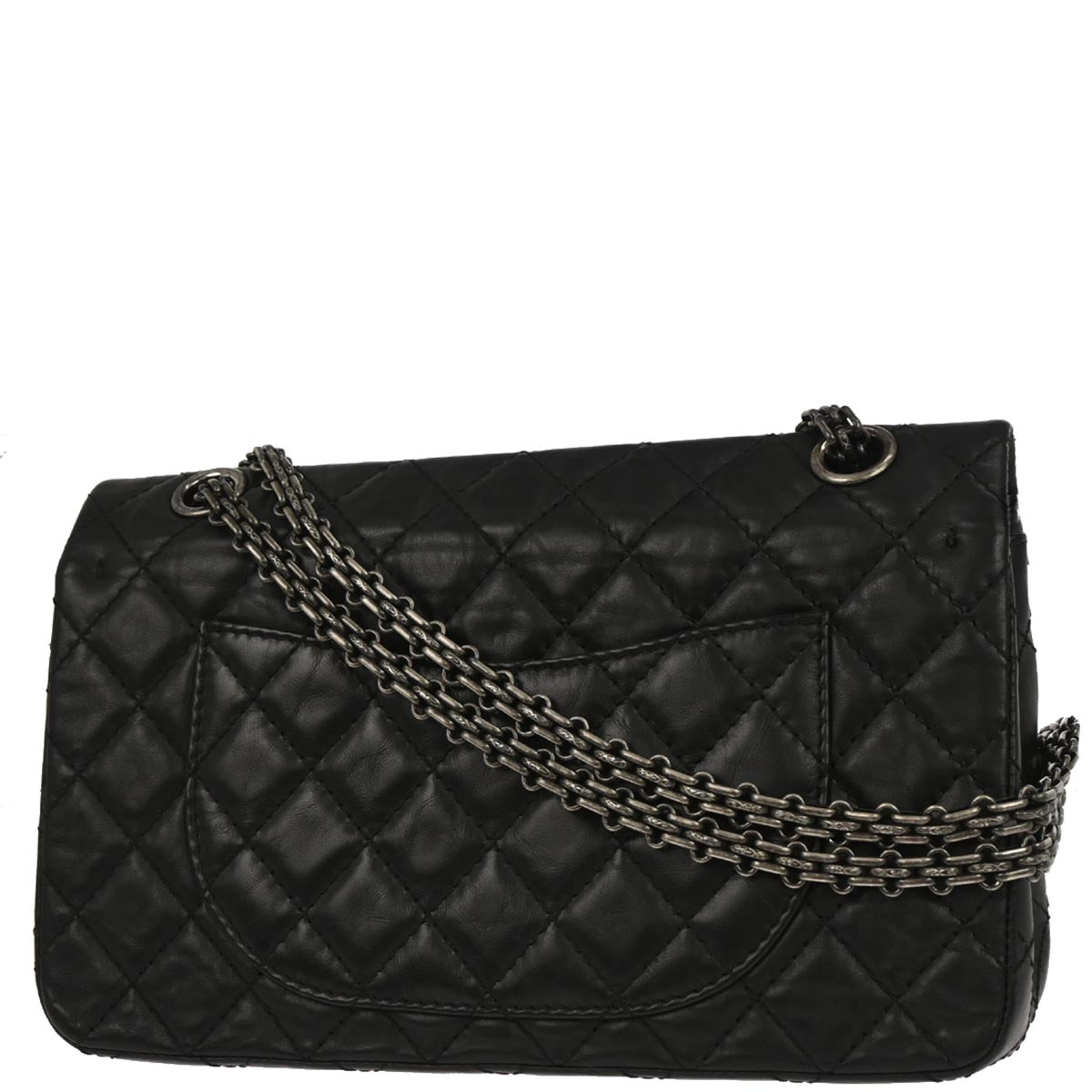 Chanel 2012 Black Calfskin Icon 2.55 Medium Classic Double Flap Shoulder Bag