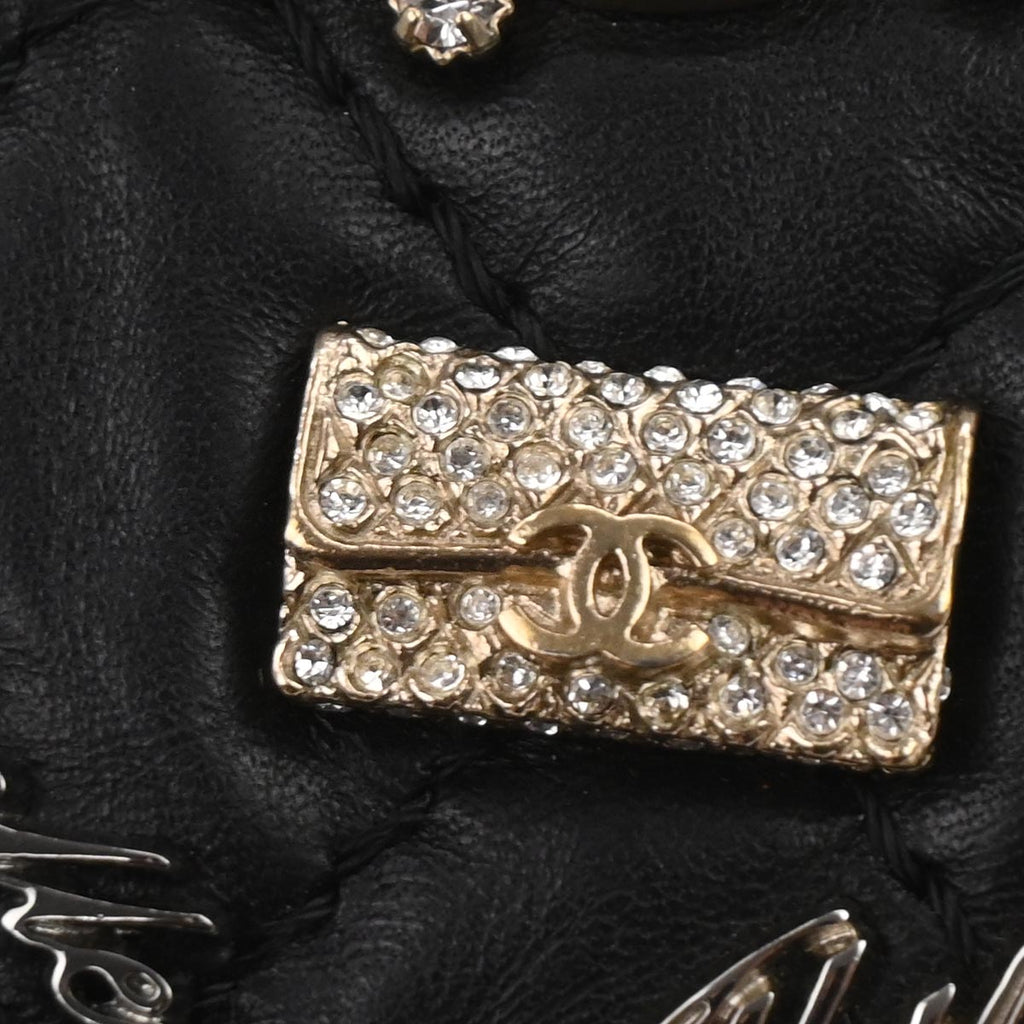 Chanel 2012 Black Calfskin Icon 2.55 Medium Classic Double Flap Shoulder Bag