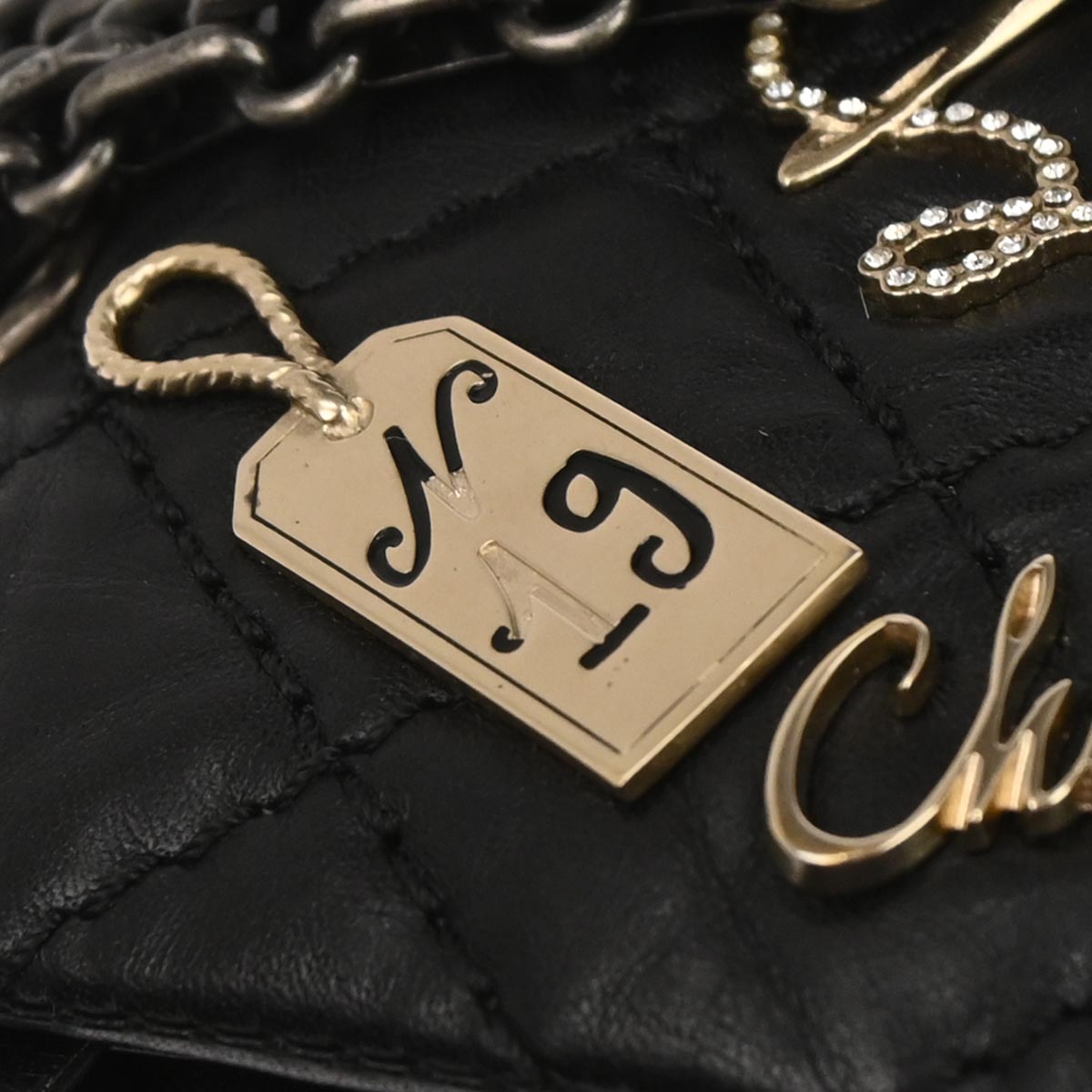 Chanel 2012 Black Calfskin Icon 2.55 Medium Classic Double Flap Shoulder Bag