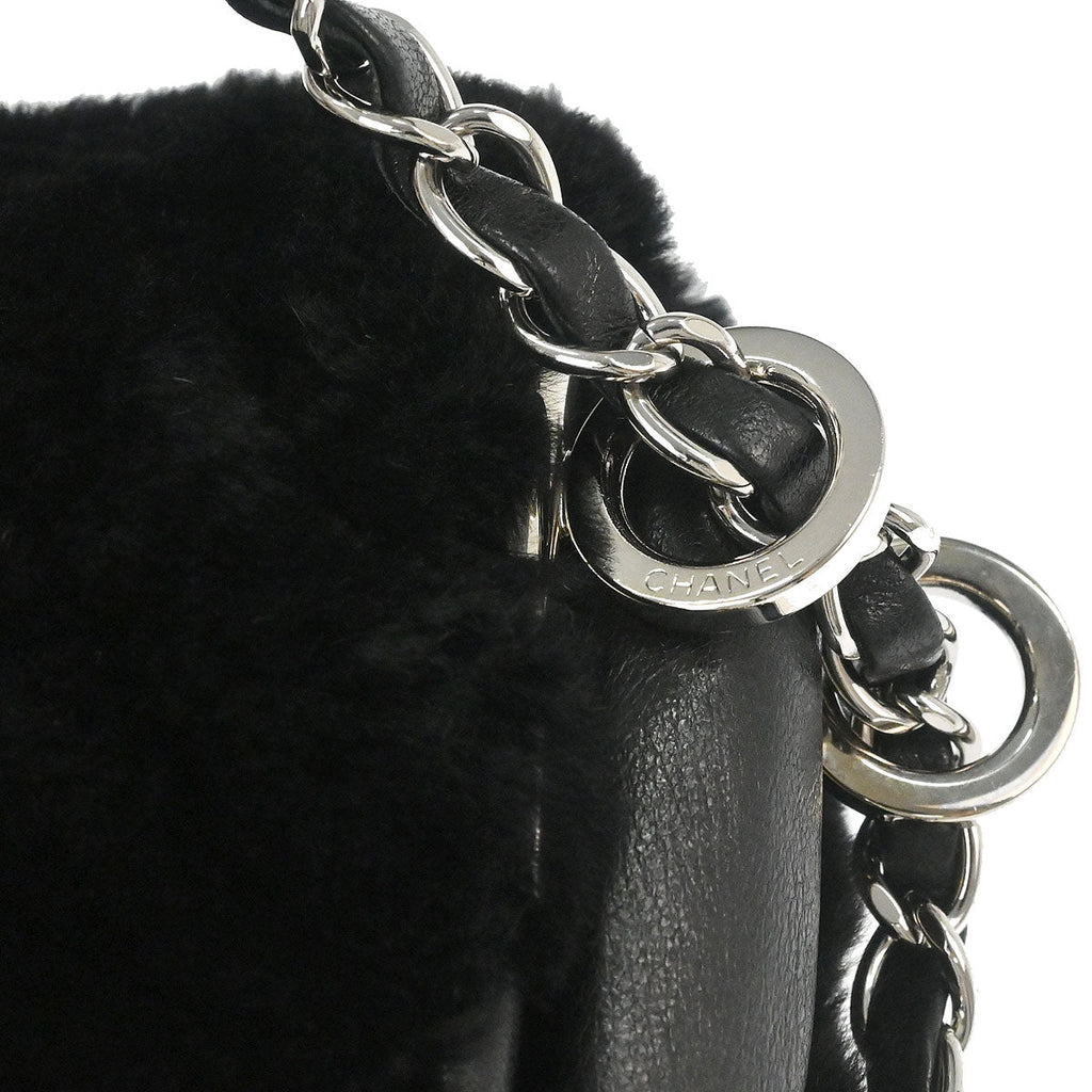 Chanel 2006-2008 Black Lapin Fur Handbag