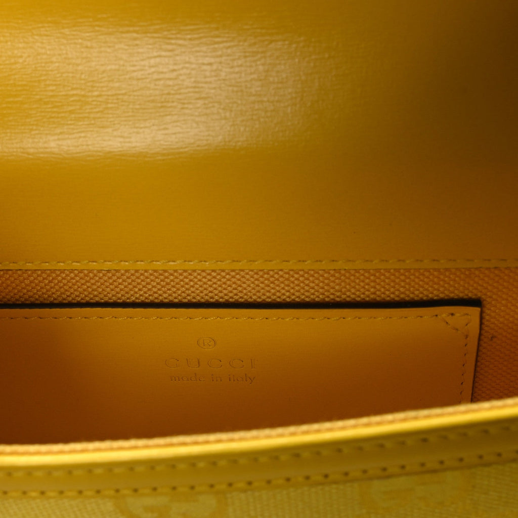 Gucci GG Monogram Scratch Lux Calfskin Mini Luce Shoulder Bag Yellow