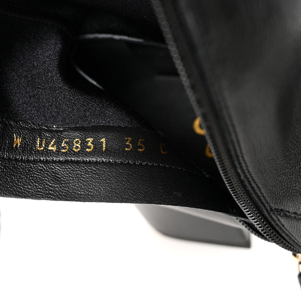 Chanel Stretch Lambskin Cap Toe CC Uniform Short Boots  35 Black