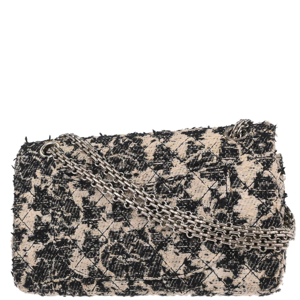 Chanel 2010-2011 Black Tweed 2.55 Medium Classic Double Flap Shoulder Bag