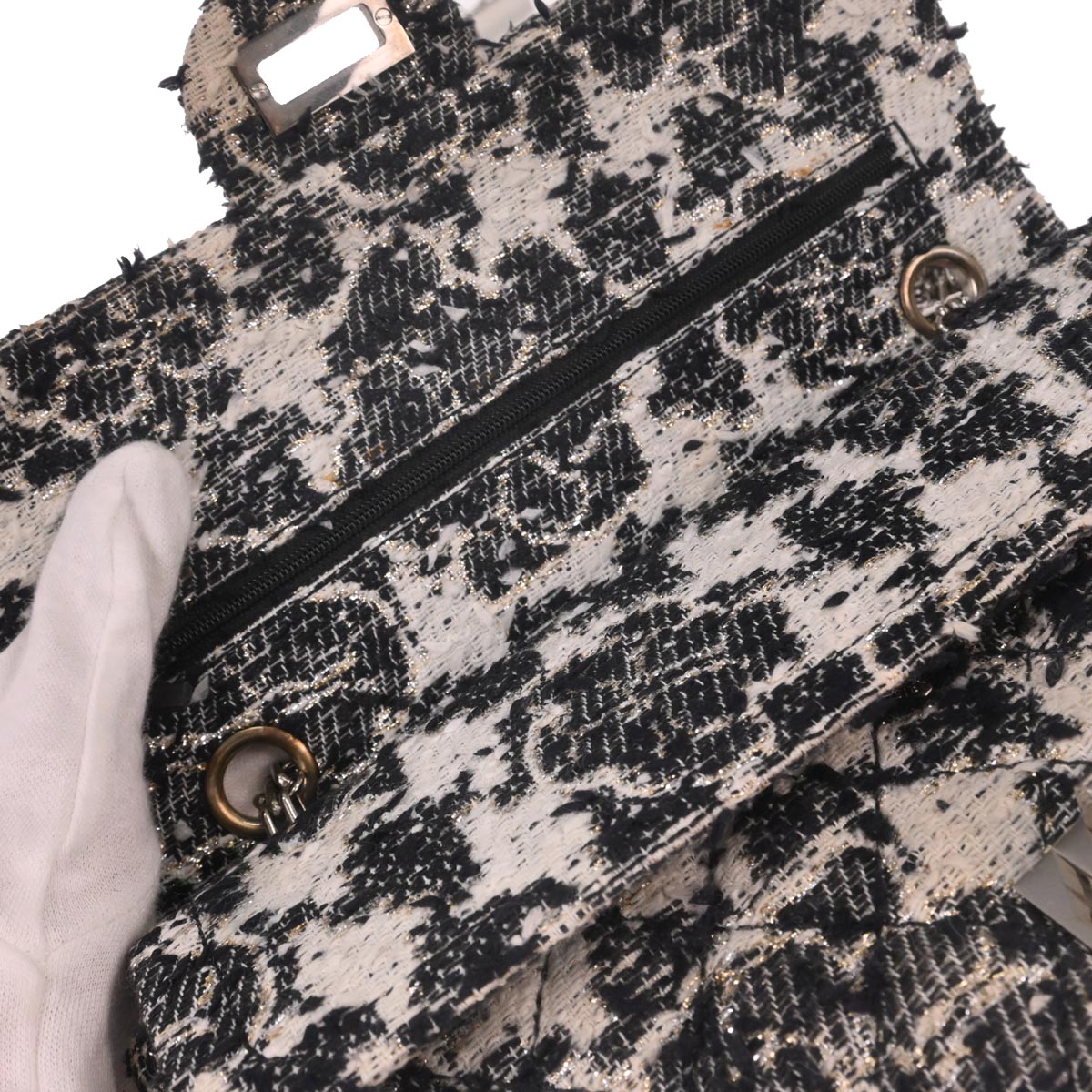 Chanel 2010-2011 Black Tweed 2.55 Medium Classic Double Flap Shoulder Bag