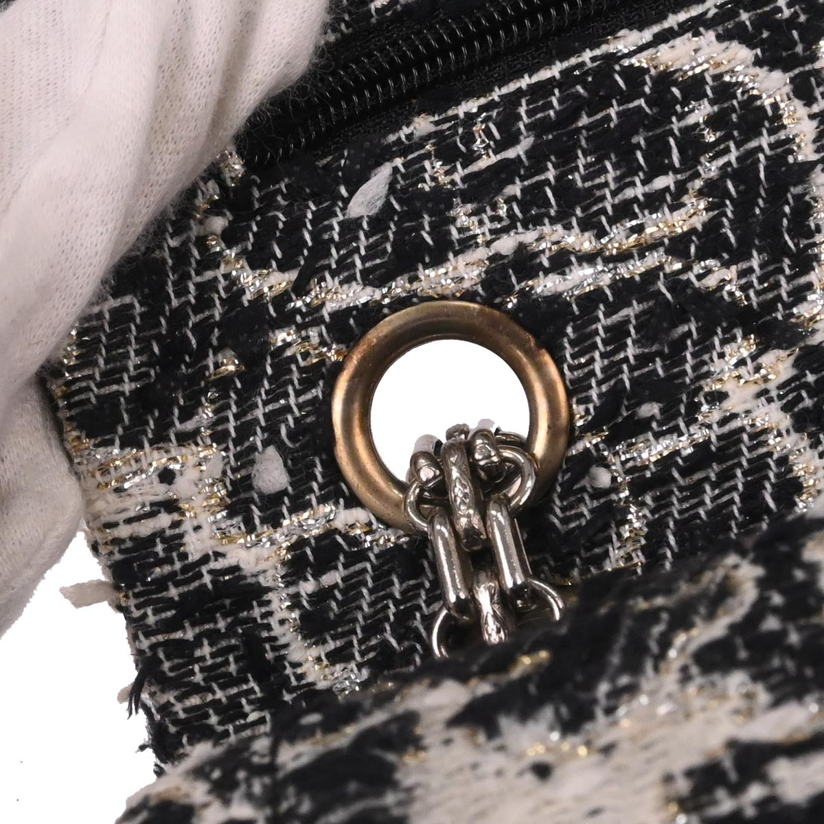 Chanel 2010-2011 Black Tweed 2.55 Medium Classic Double Flap Shoulder Bag