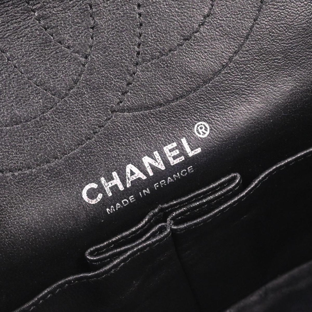 Chanel 2010-2011 Black Tweed 2.55 Medium Classic Double Flap Shoulder Bag