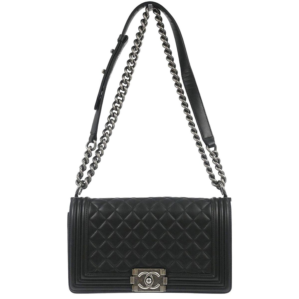Boy Chanel 2013-2014 Black Lambskin Medium Shoulder Bag
