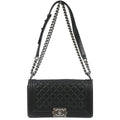 Boy Chanel 2013-2014 Black Lambskin Medium Shoulder Bag