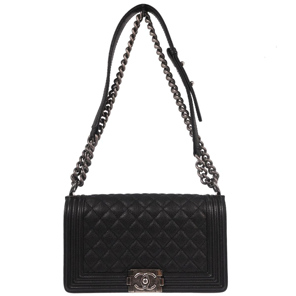 Boy Chanel 2014-2015 Black Caviar Skin Medium Shoulder Bag
