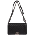Boy Chanel 2014-2015 Black Caviar Skin Medium Shoulder Bag