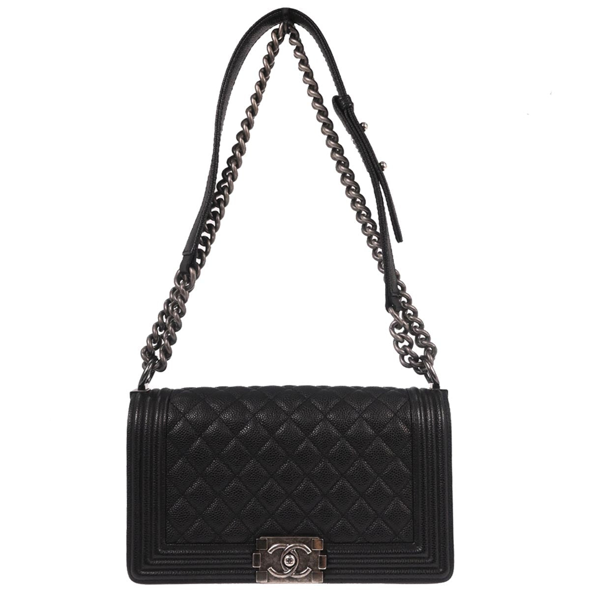 Boy Chanel 2014-2015 Black Caviar Skin Medium Shoulder Bag