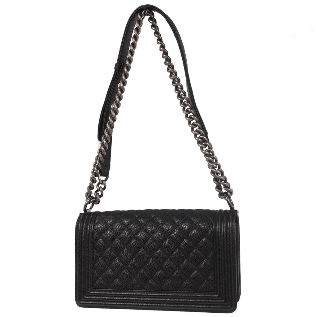 Boy Chanel 2014-2015 Black Caviar Skin Medium Shoulder Bag