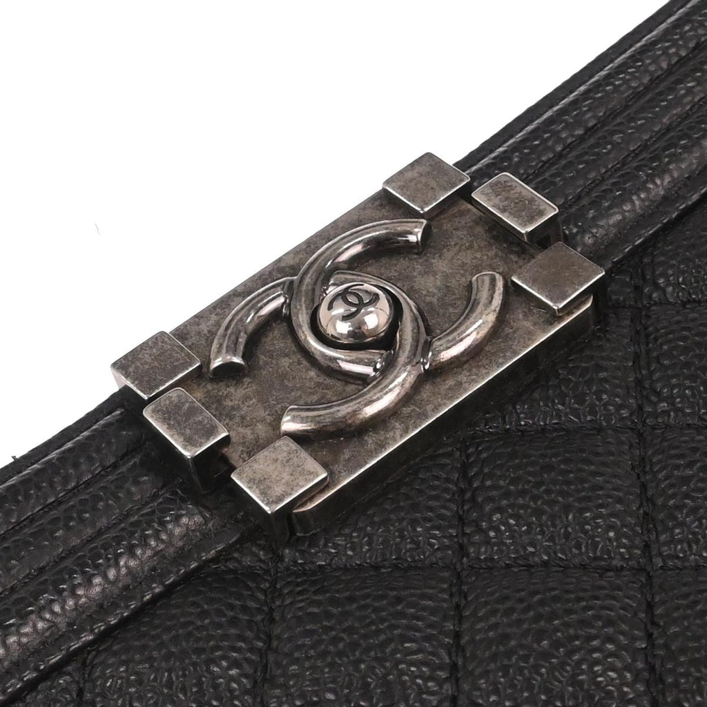 Boy Chanel 2014-2015 Black Caviar Skin Medium Shoulder Bag