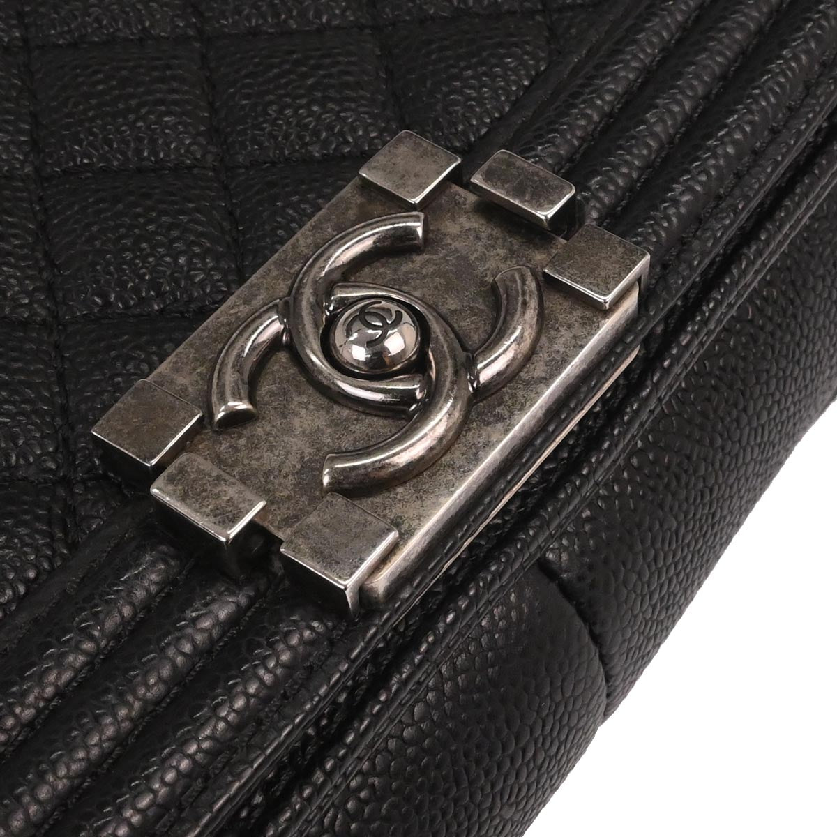 Boy Chanel 2014-2015 Black Caviar Skin Medium Shoulder Bag