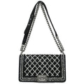 Boy Chanel 2017-2018 Black Lambskin Sequins Medium Shoulder Bag