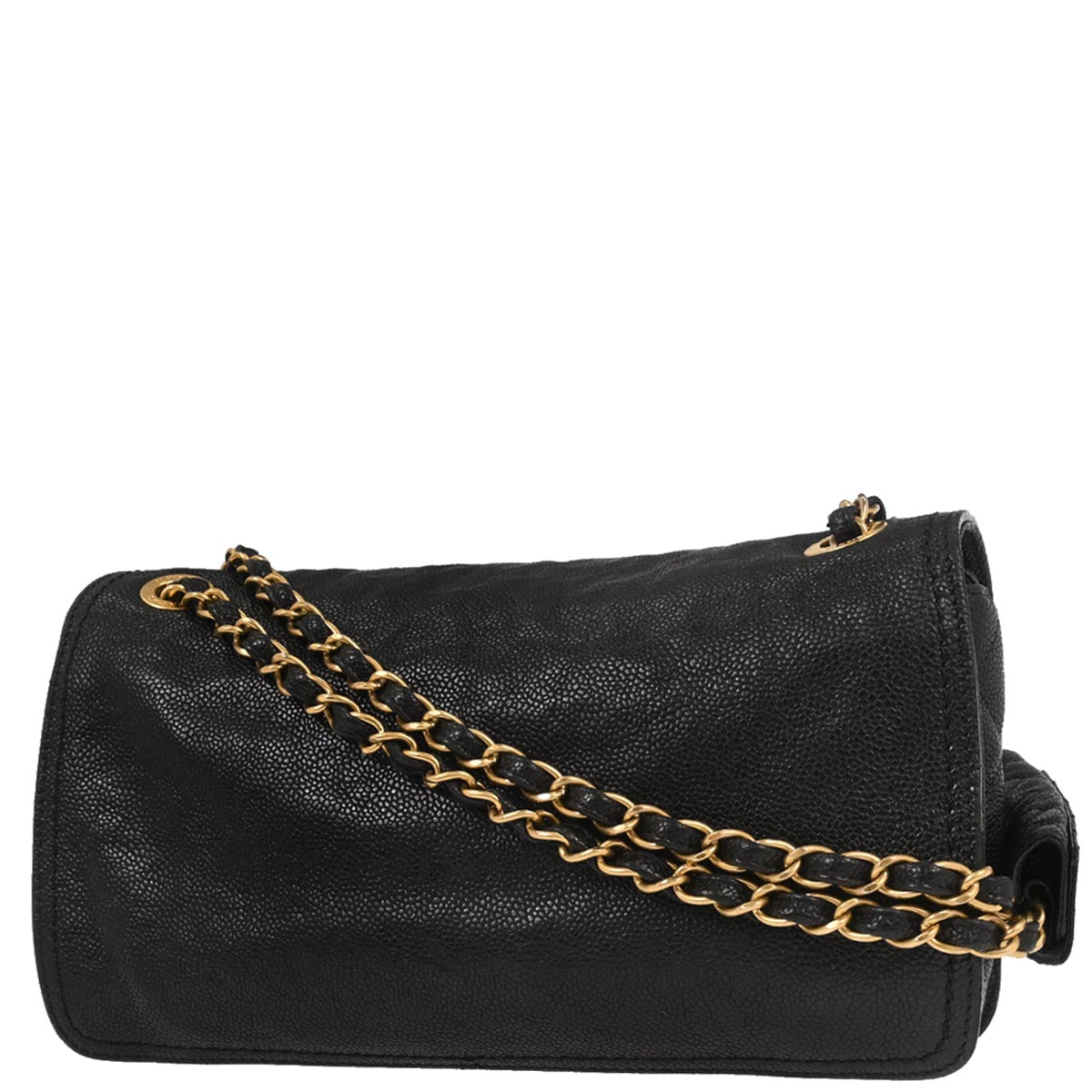 Chanel 2012 Black Caviar Skin Mademoiselle Lock Shoulder Bag