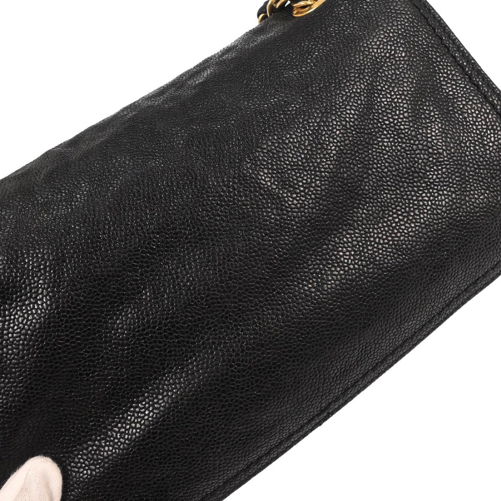 Chanel 2012 Black Caviar Skin Mademoiselle Lock Shoulder Bag