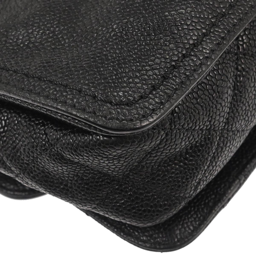 Chanel 2012 Black Caviar Skin Mademoiselle Lock Shoulder Bag