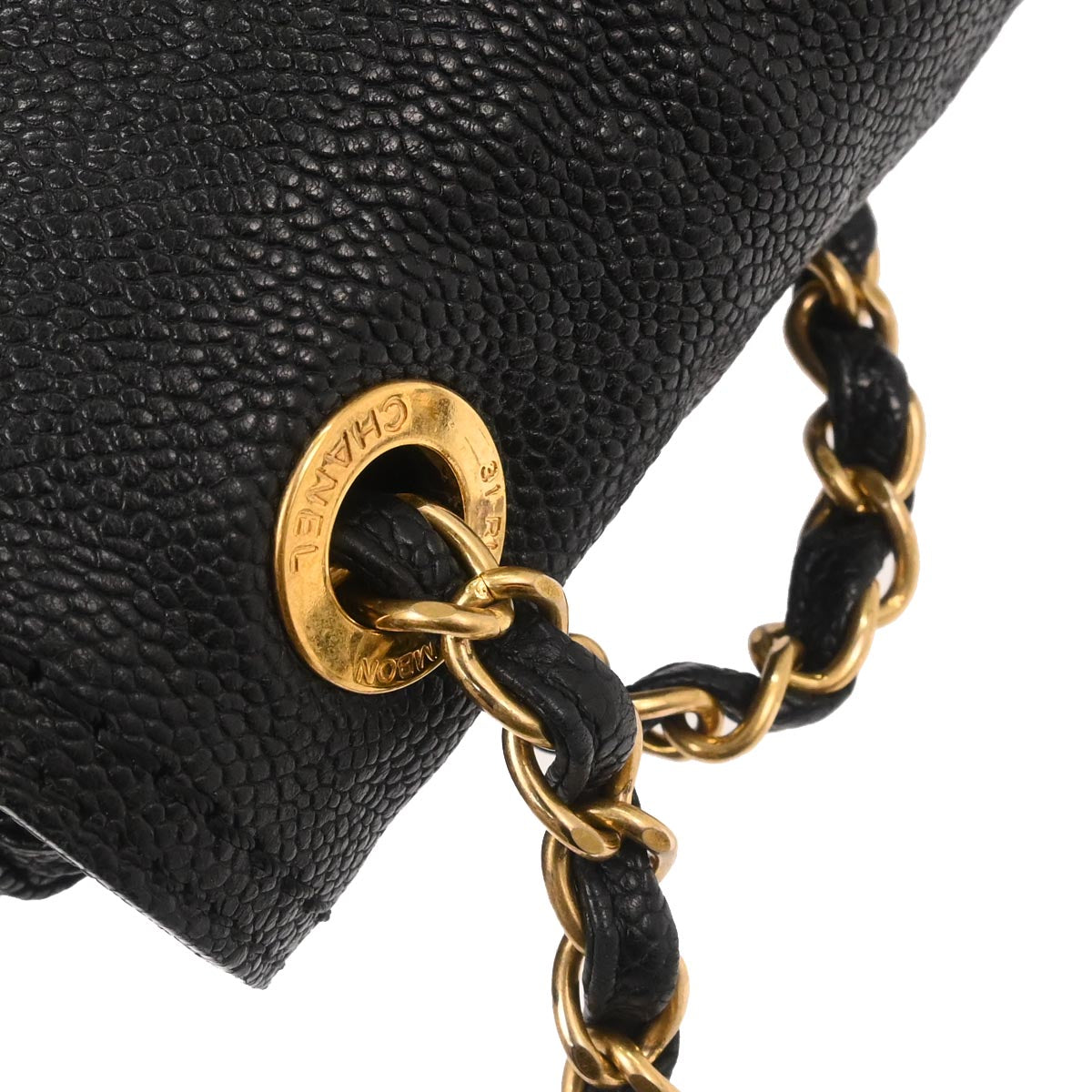 Chanel 2012 Black Caviar Skin Mademoiselle Lock Shoulder Bag