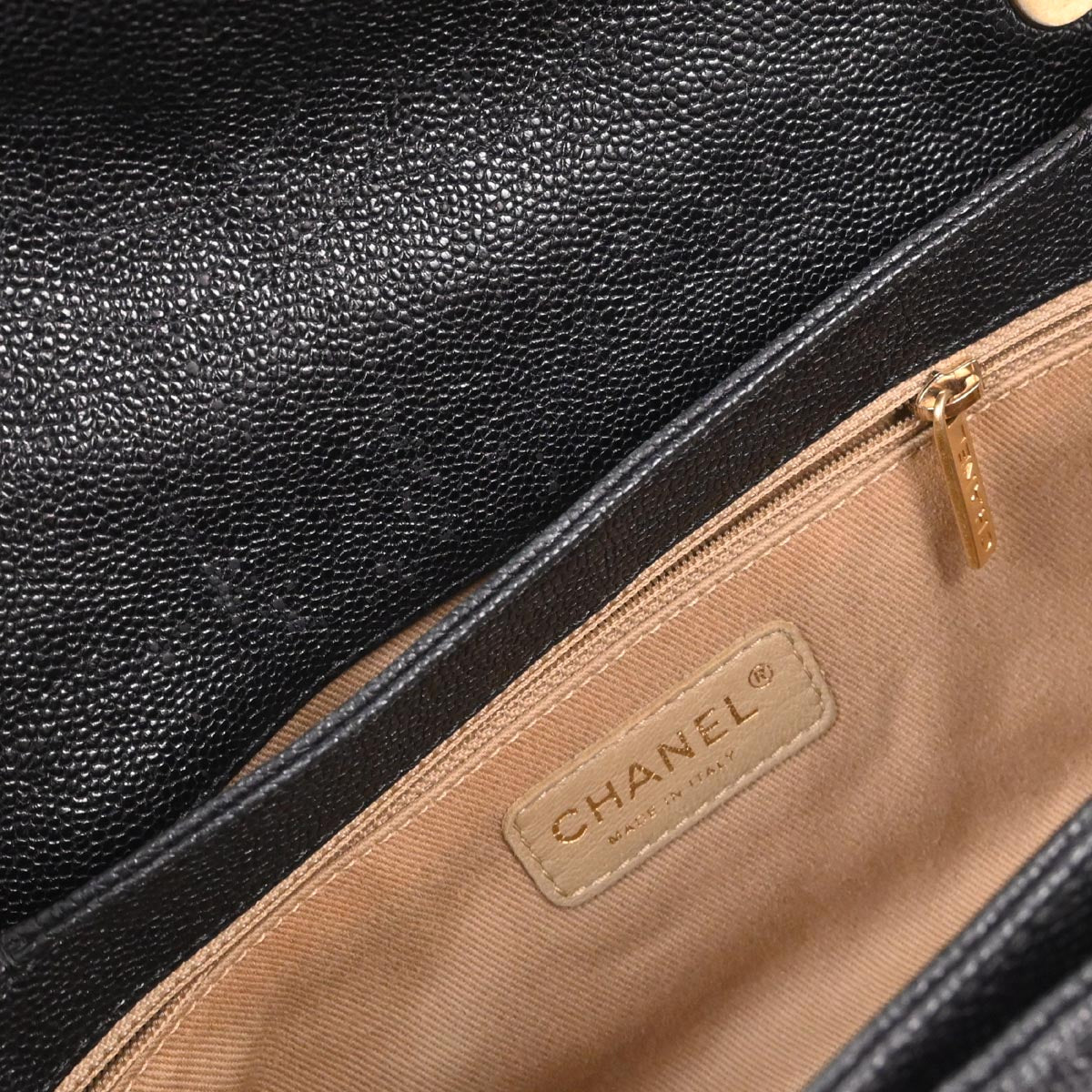 Chanel 2012 Black Caviar Skin Mademoiselle Lock Shoulder Bag
