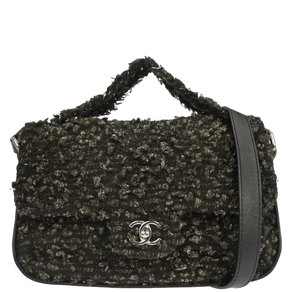 Chanel 2011 Black Tweed Jumbo 2way Shoulder Handbag