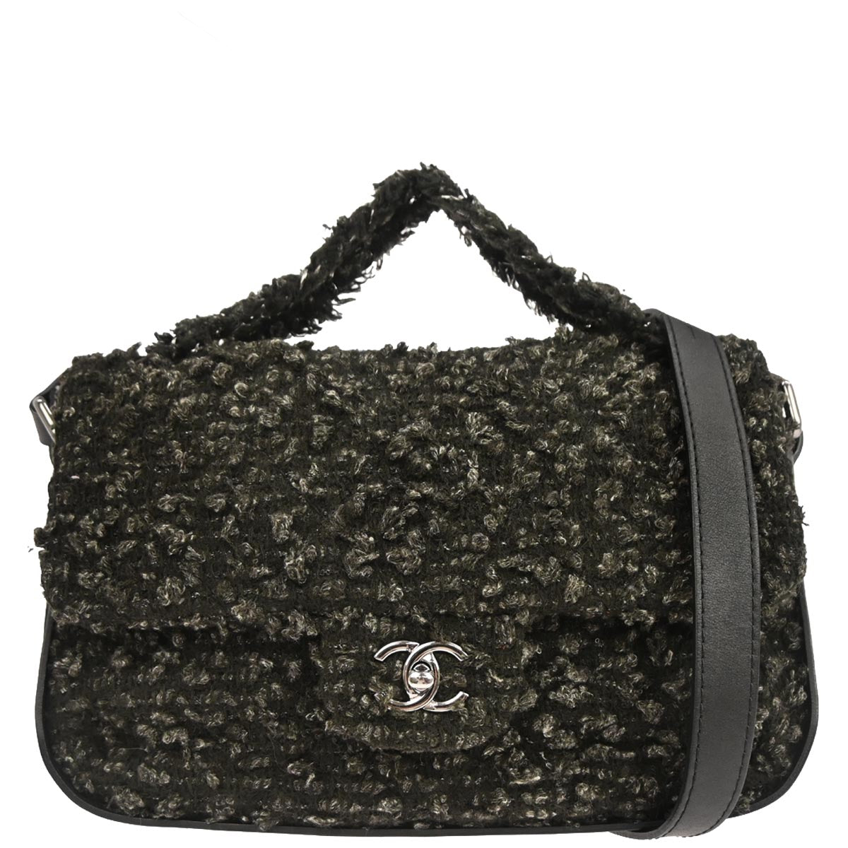 Chanel 2011 Black Tweed Jumbo 2way Shoulder Handbag