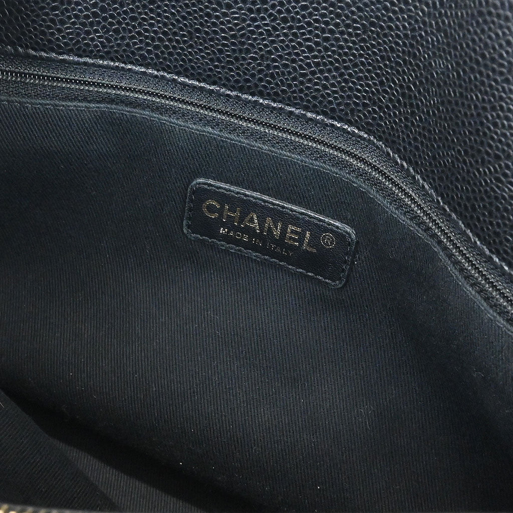 Chanel 2013-2014 Black Caviar Skin Timeless CC Chain Tote Bag
