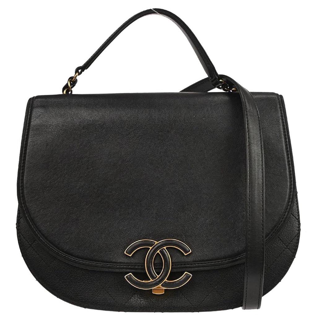 Chanel 2017-2018 Black Calfskin Coco Curve 2way Shoulder Handbag