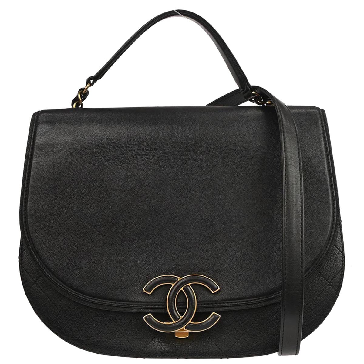 Chanel 2017-2018 Black Calfskin Coco Curve 2way Shoulder Handbag