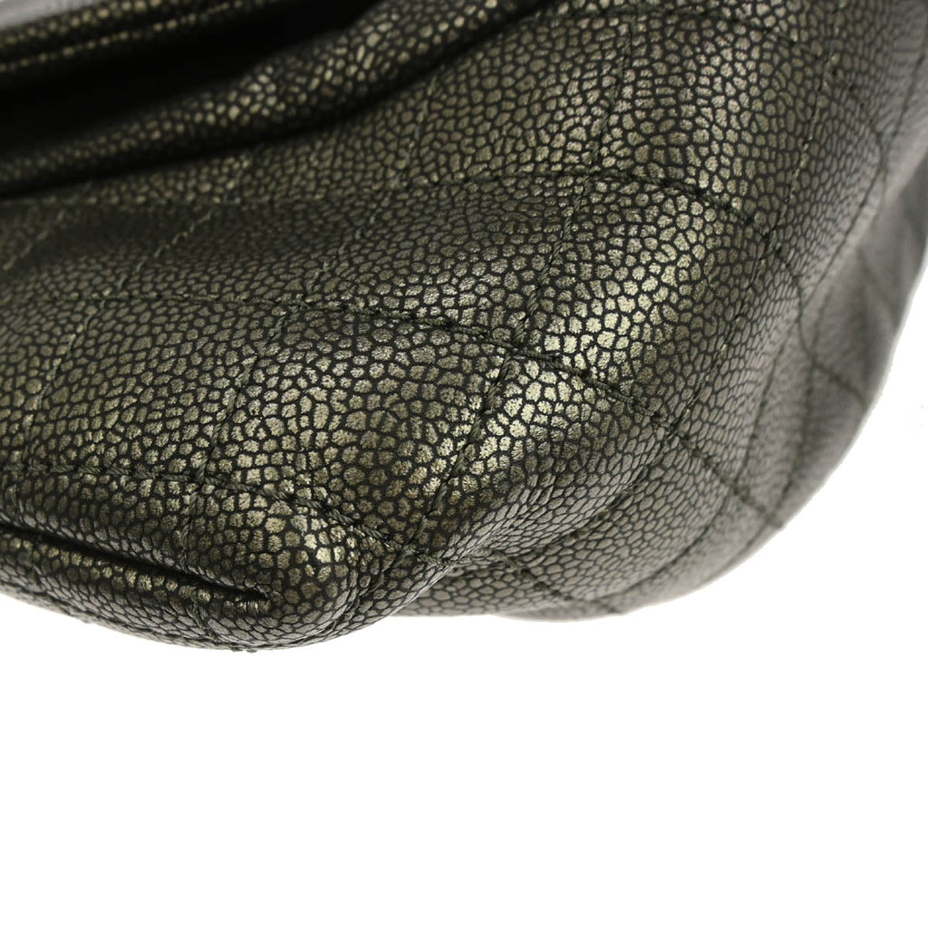 Chanel 2010-2011 Metallic Gold Caviar Skin Half Moon Flap Shoulder Bag