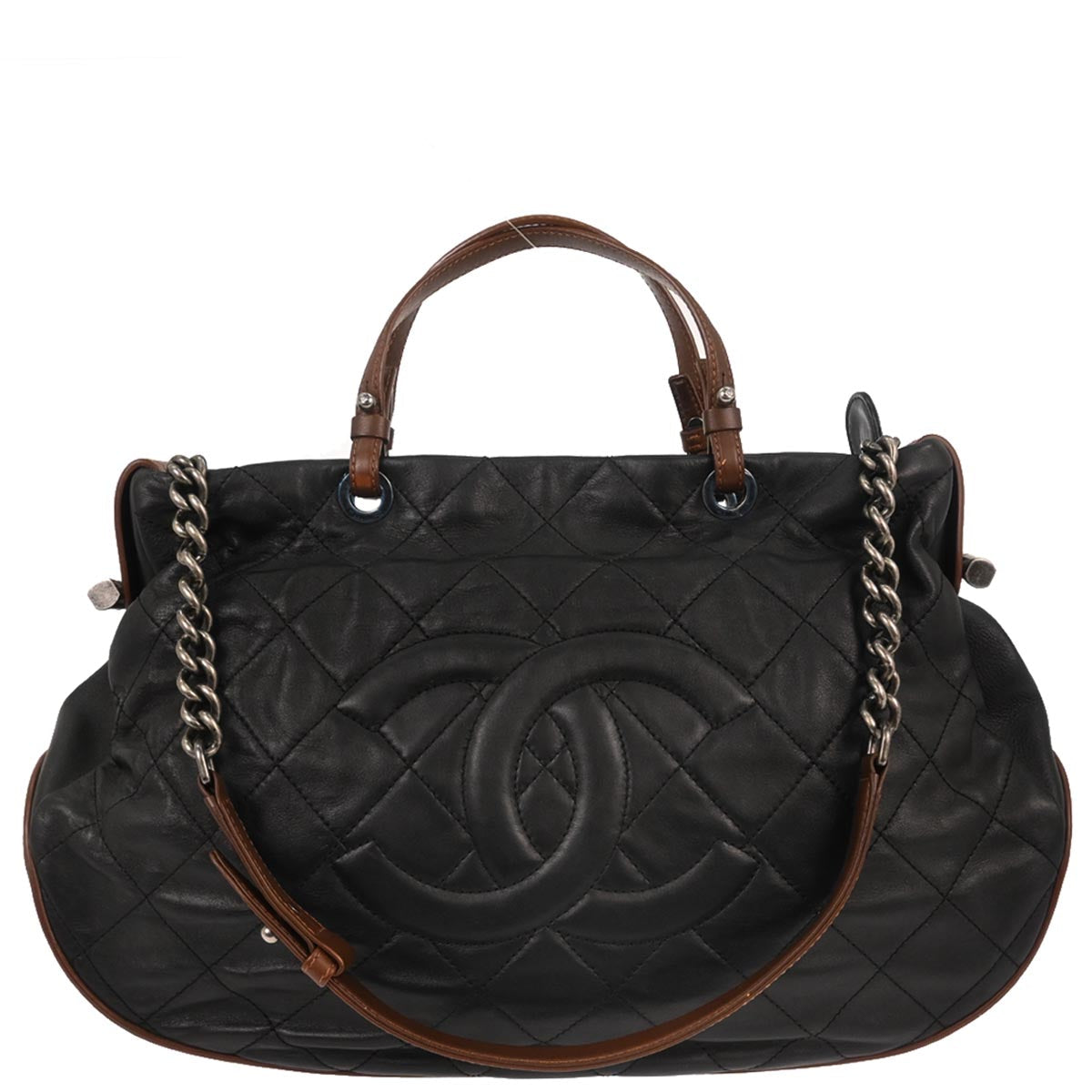 Chanel 2012 Black Lambskin Country Chic Tote Shoulder Handbag