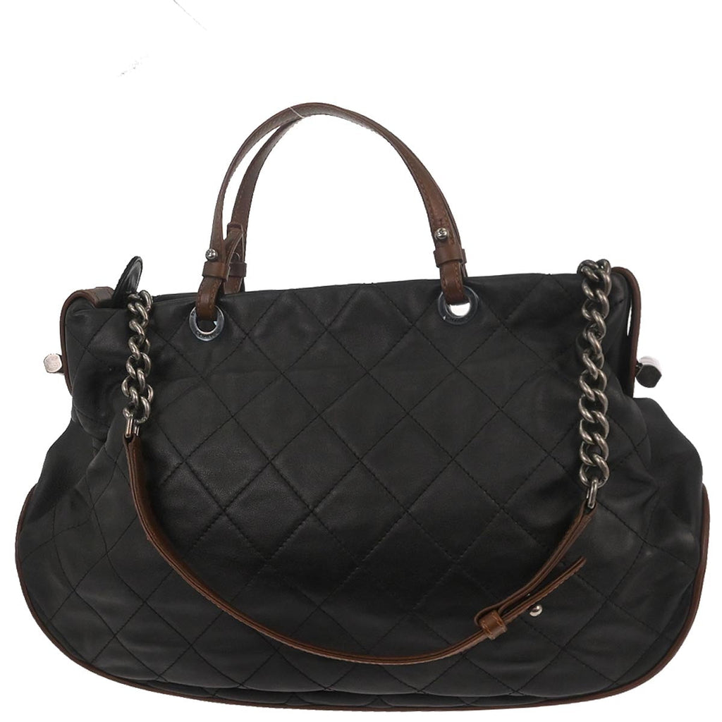 Chanel 2012 Black Lambskin Country Chic Tote Shoulder Handbag