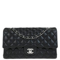 Chanel 2019 Black Lambskin Medium Classic Double Flap Shoulder Bag
