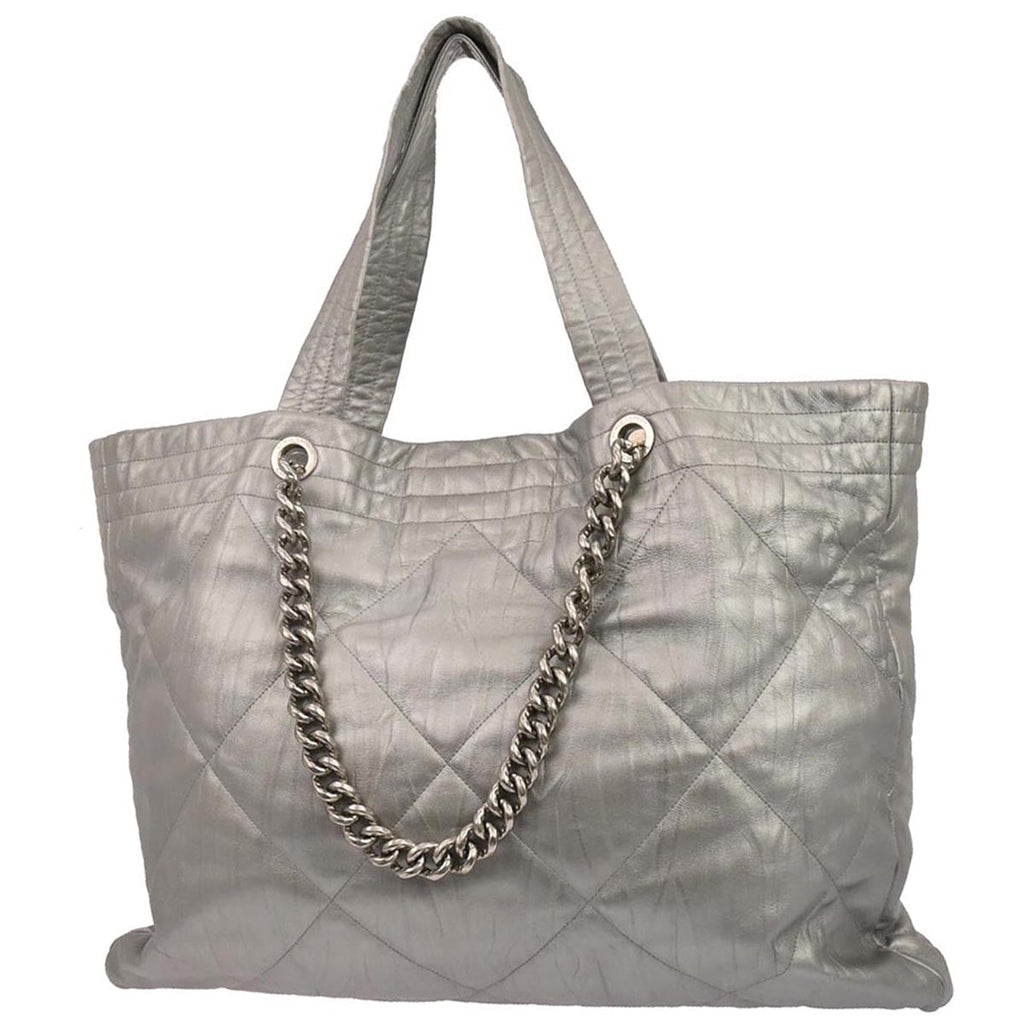 Chanel 2017-2018 Silver Calfskin Ground Control Tote Bag