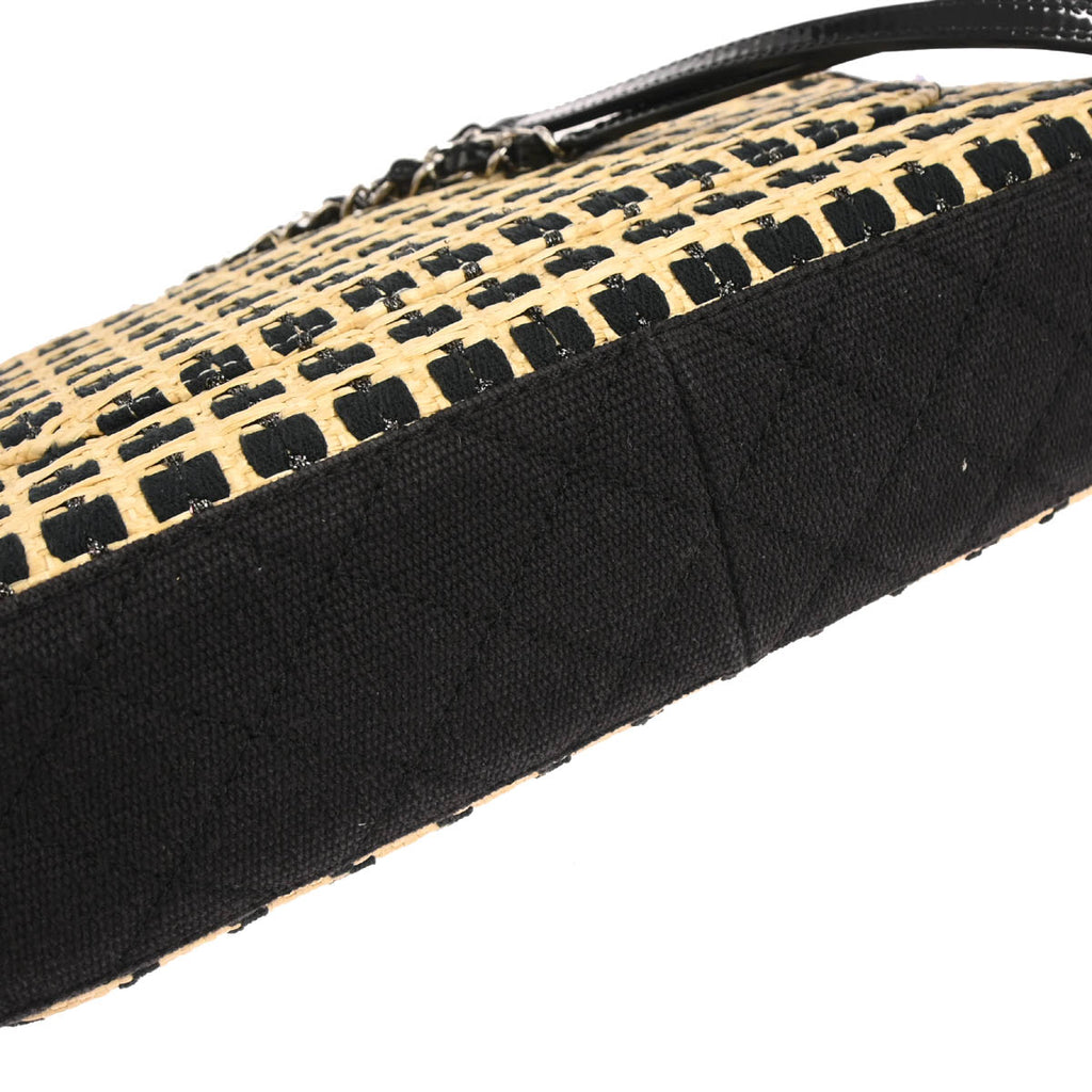 Chanel 2011 Beige Raffia Jumbo Mademoiselle Lock Shoulder Bag