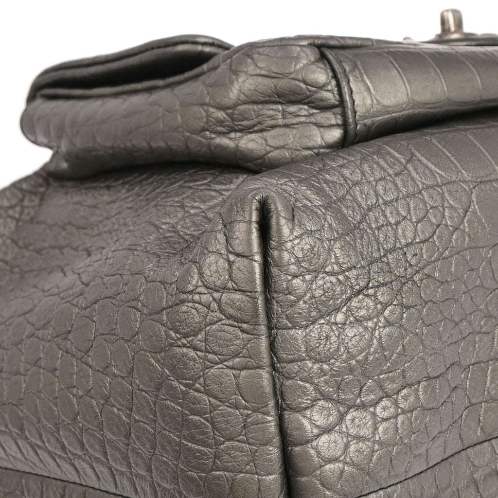 Chanel 2019 Silver Embossed Leather Backpack