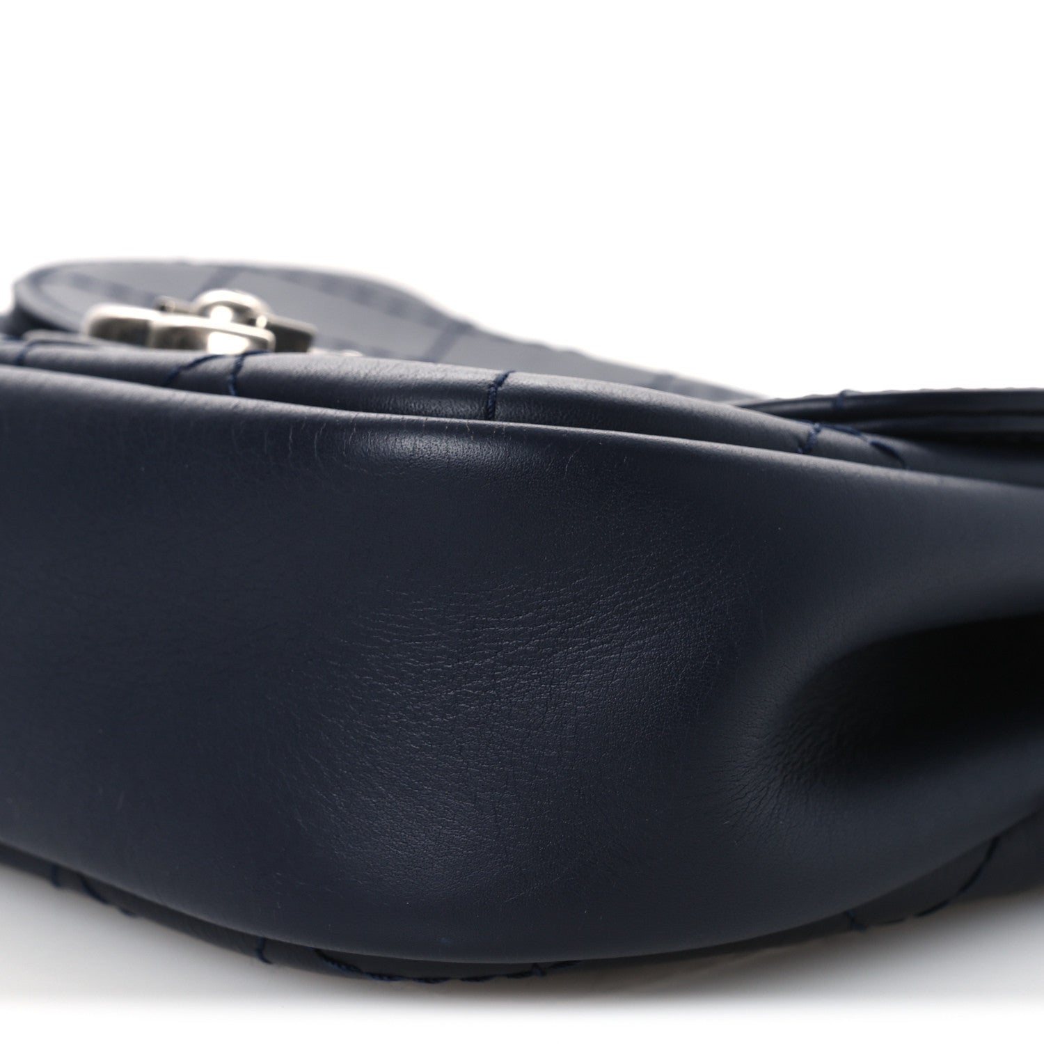 Chanel Calfskin Stitch CC Small Flap Navy Blue