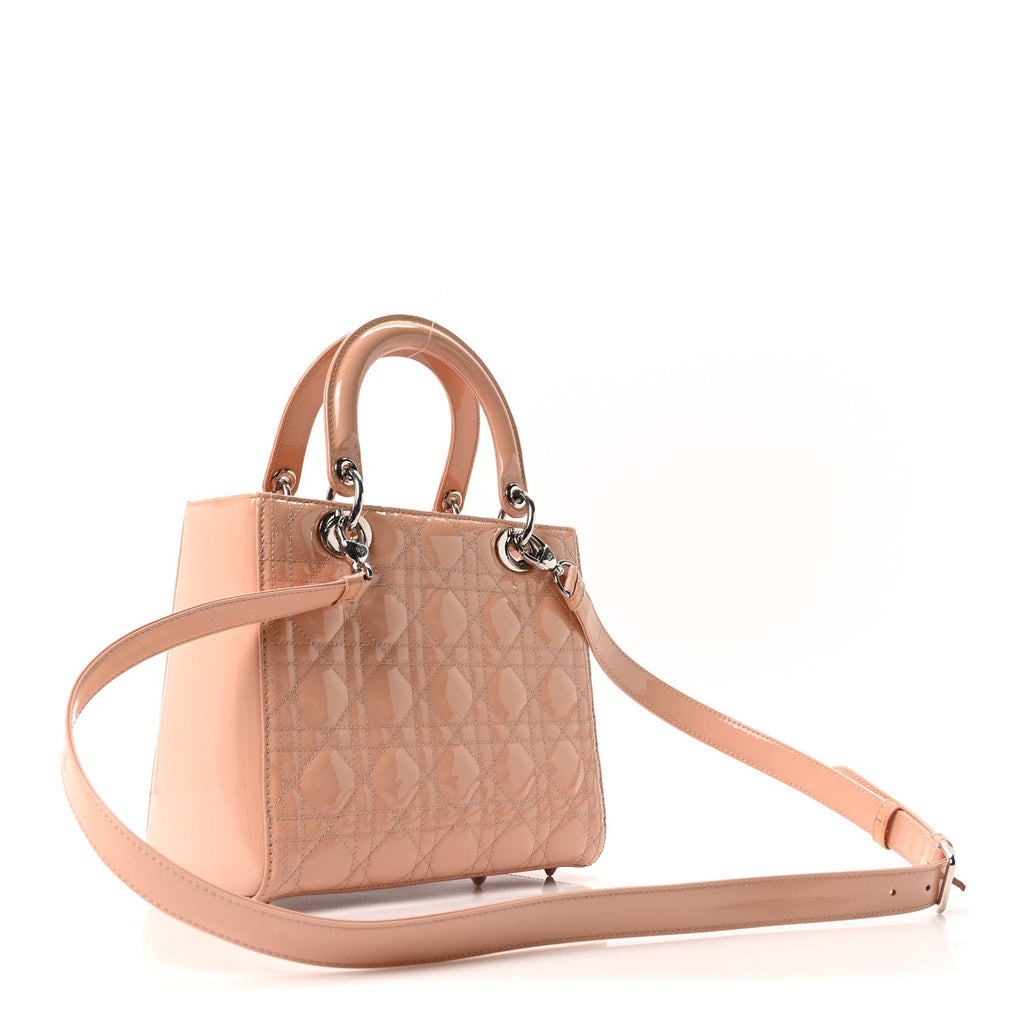 Christian Dior Patent Cannage Medium Lady Dior Light Pink