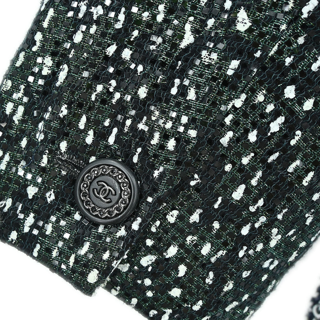 Chanel 2018-2019 Collarless Single Breasted Tweed Jacket Green  #44