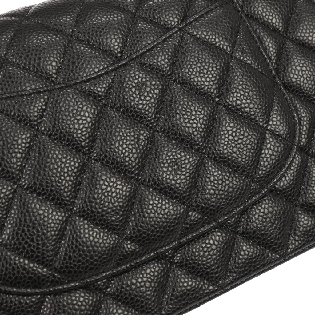 Chanel 2017 Black Caviar Skin Medium Classic Double Flap Shoulder Bag